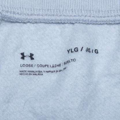 Close-up detail of Under Armour boys’ grey jogger sweatpants ylg loose fit activewear