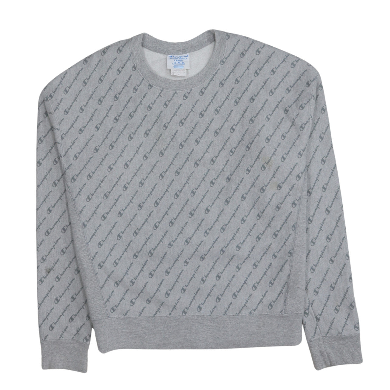 Champion Men's Grey Reverse Weave Logo Pullover Sweatshirt Size L