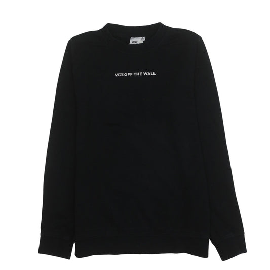 Vans Womens Black Small Pullover Sweatshirt Off The Wall Logo