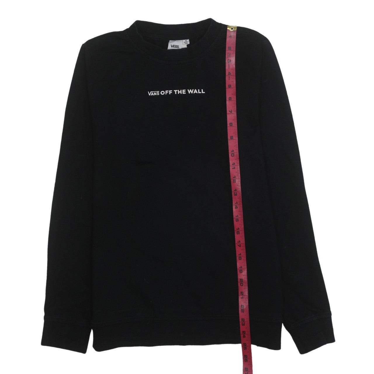 Vans Womens Black Small Pullover Sweatshirt Off The Wall Logo