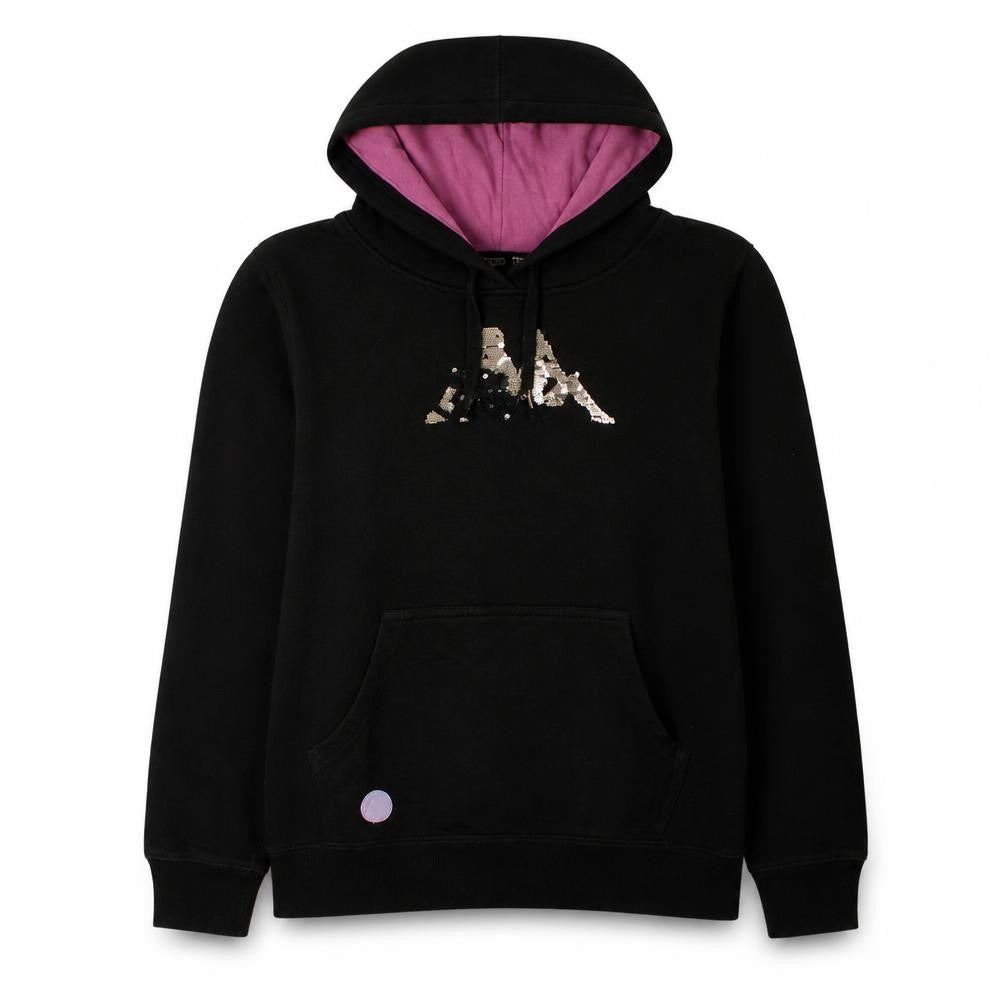 Kappa Womens Black XL Sequin Logo Pullover Hoodie