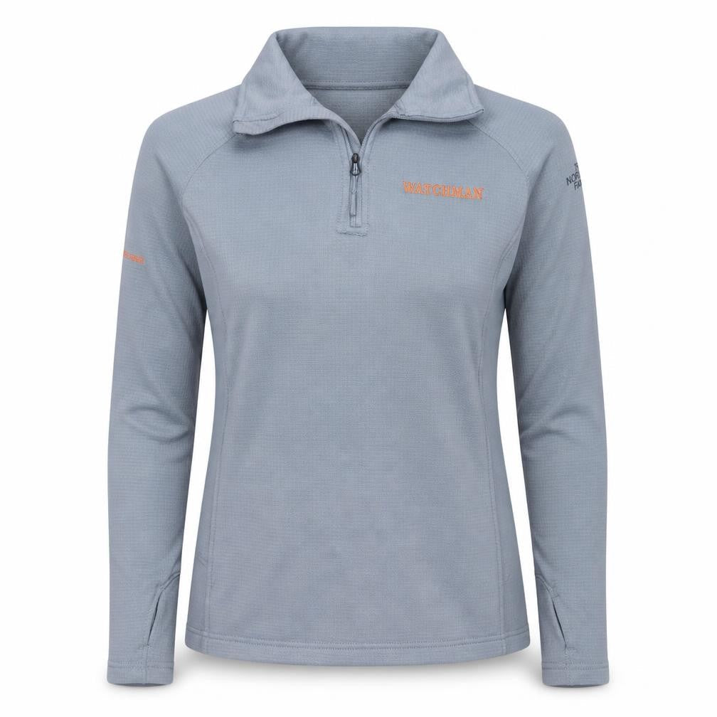 The North Face Womens Grey 1/4 Zip Pullover Sweatshirt Size M Polyester Stretch