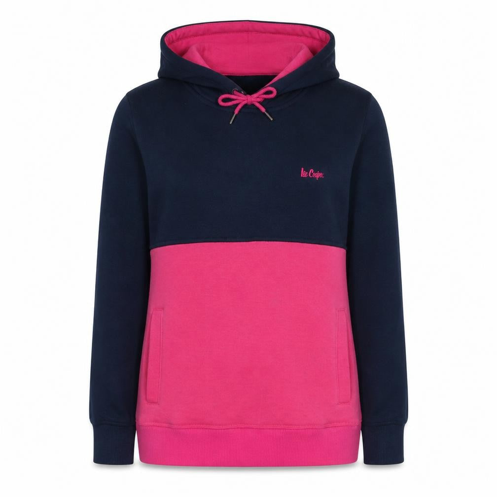 Lee Cooper Women Navy Pink Pullover Hoodie Size 16 Cotton Blend