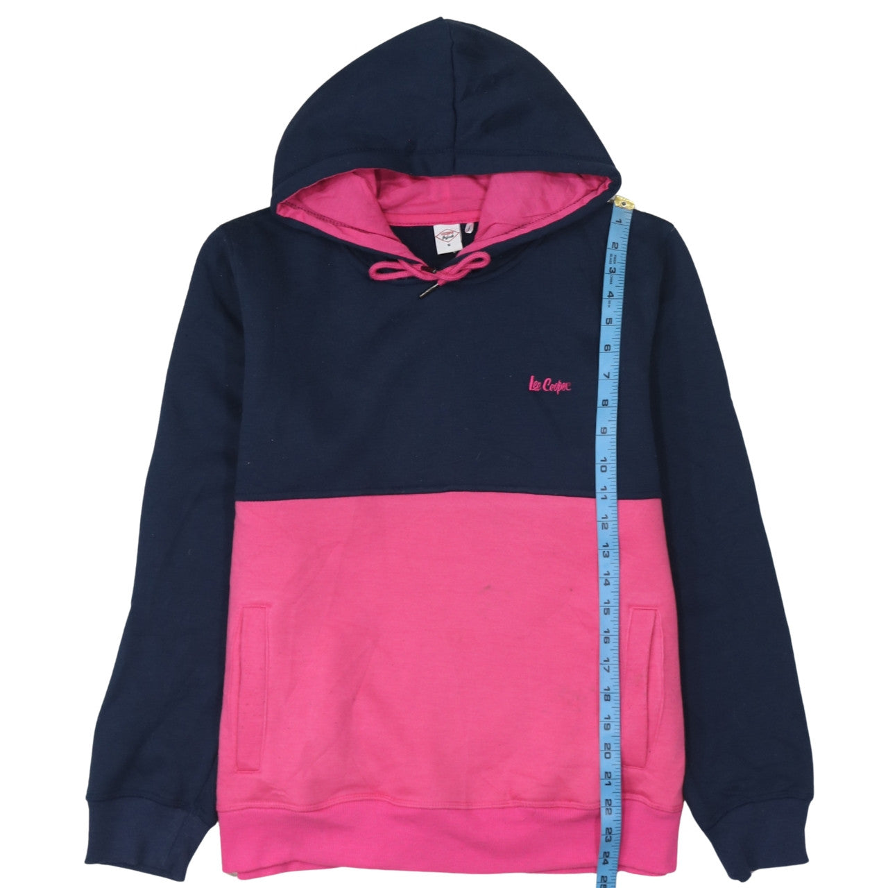 Lee Cooper Women Navy Pink Pullover Hoodie Size 16 Cotton Blend