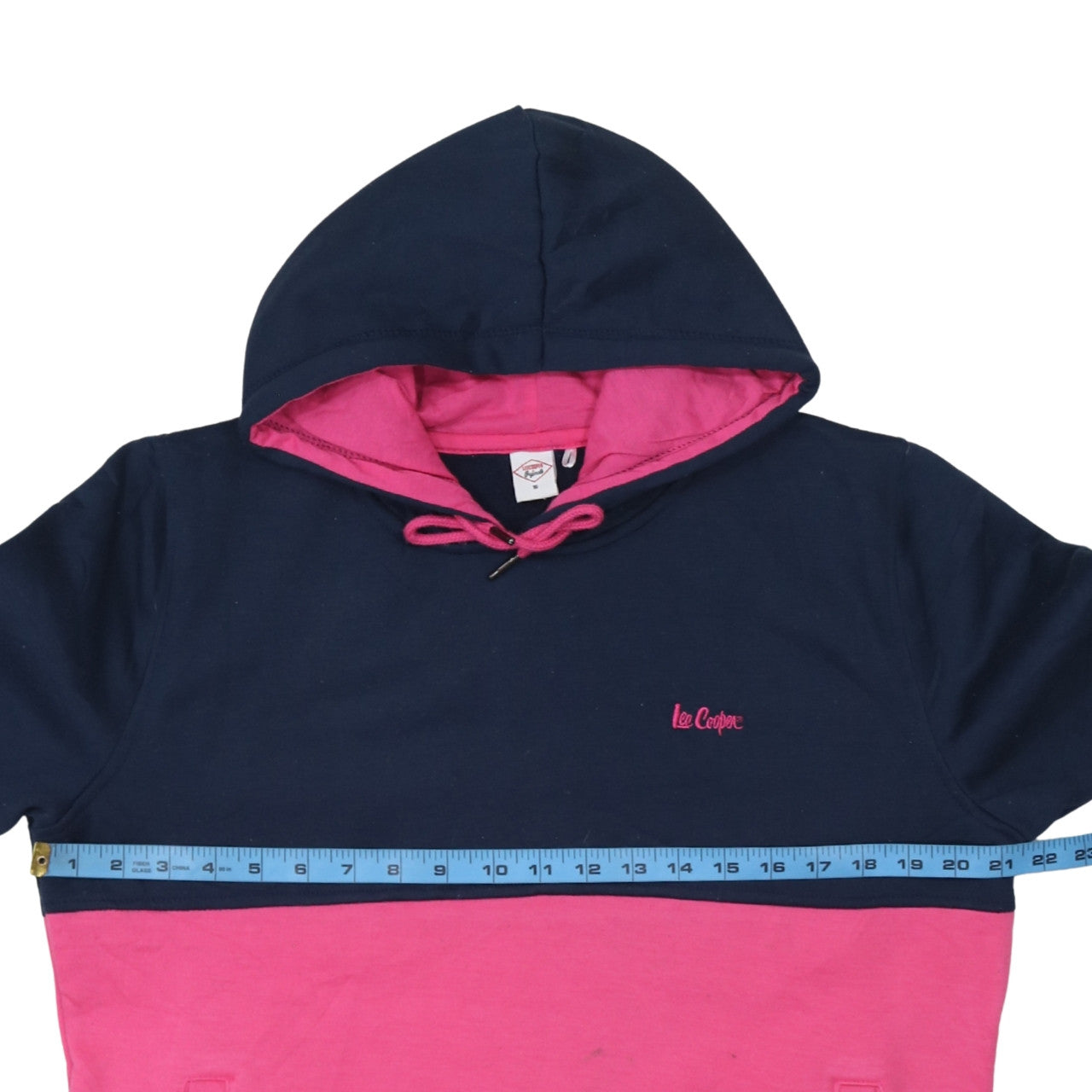 Lee Cooper Women Navy Pink Pullover Hoodie Size 16 Cotton Blend