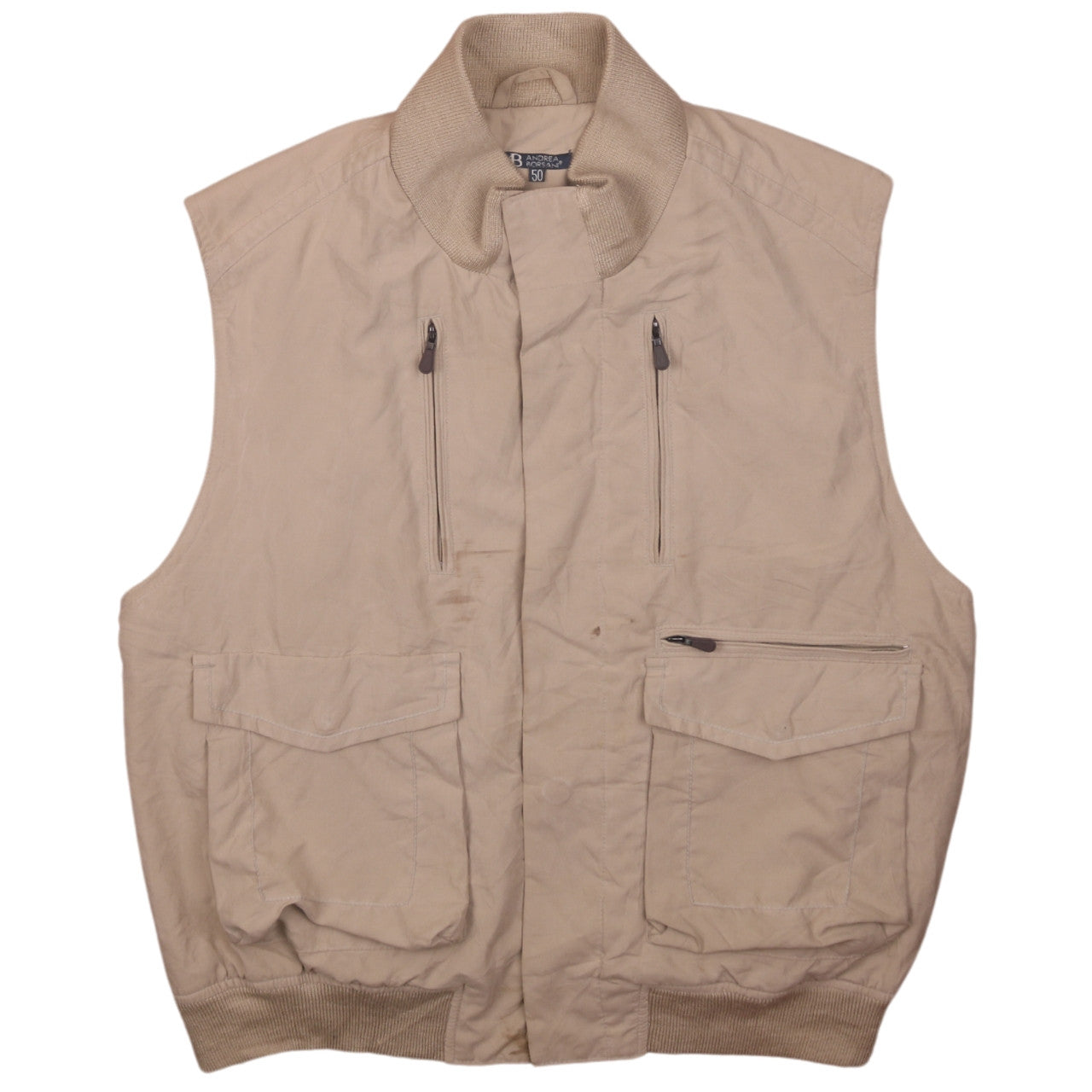 Andrea Borsani Men's Beige Cotton Waistcoat Bodywarmer Size 50