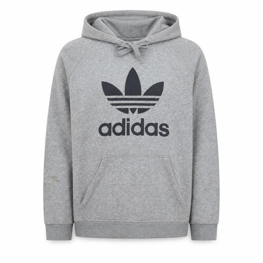 Adidas Men's Grey Pullover Hoodie L Sports Logo Fleece