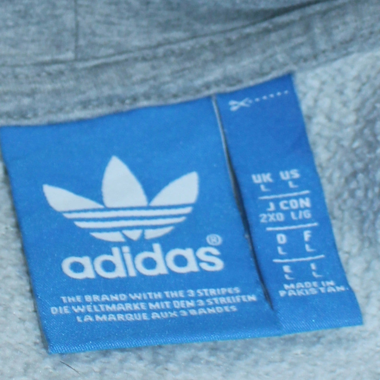 Adidas Men's Grey Pullover Hoodie L Sports Logo Fleece