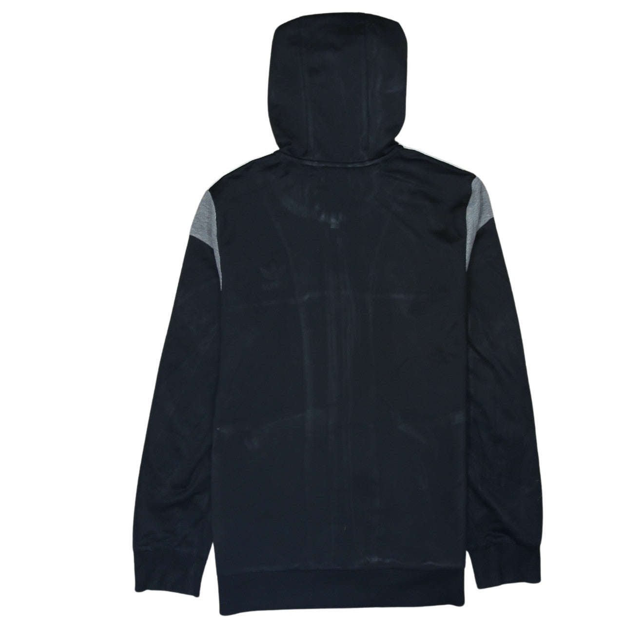 Adidas Boys Black Full Zip Hoodie 13-14 Years Grey Trim Hooded Sweatshirt