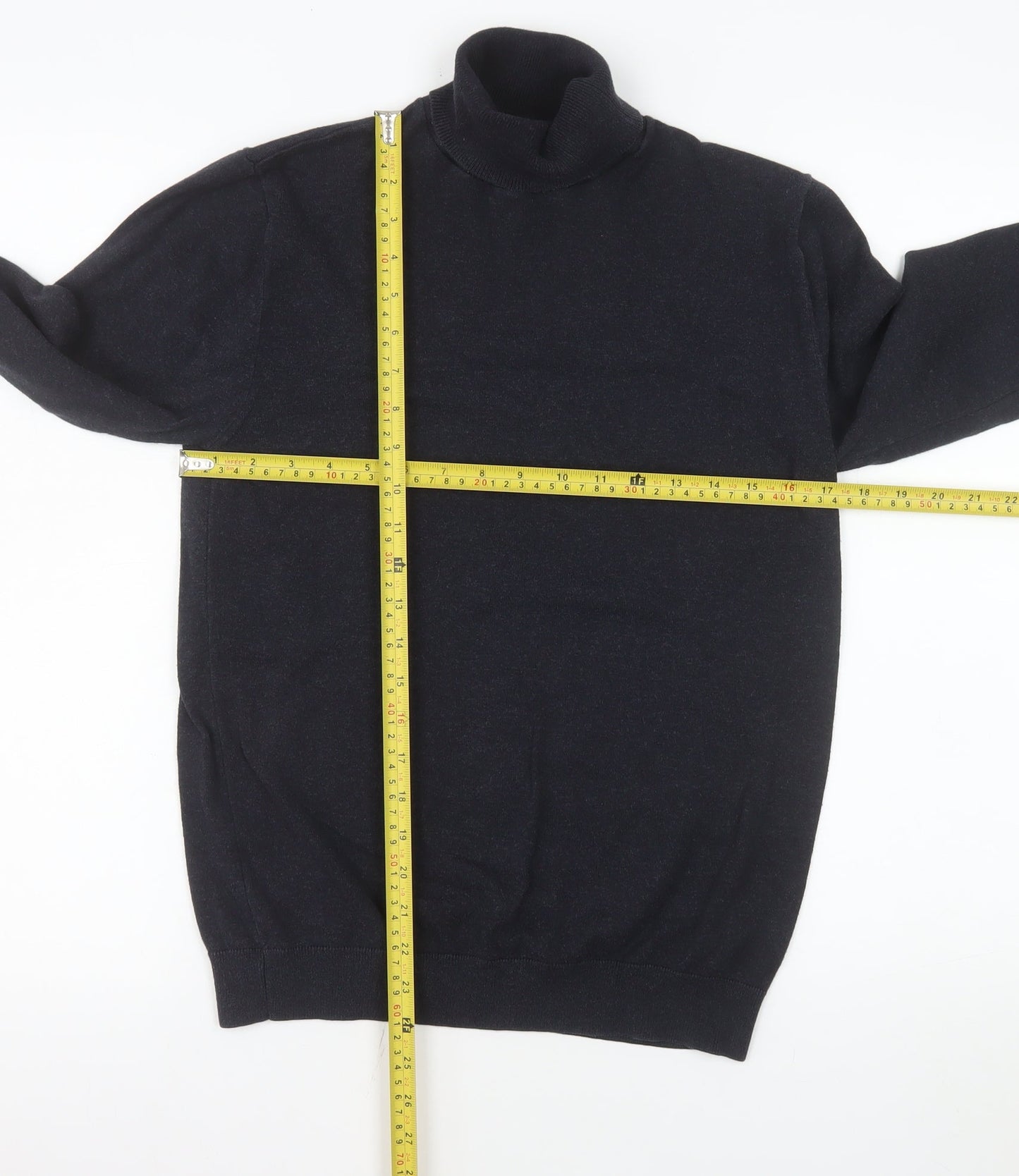 Next Men’s Black Roll Neck Cotton Blend Knit Jumper Size M