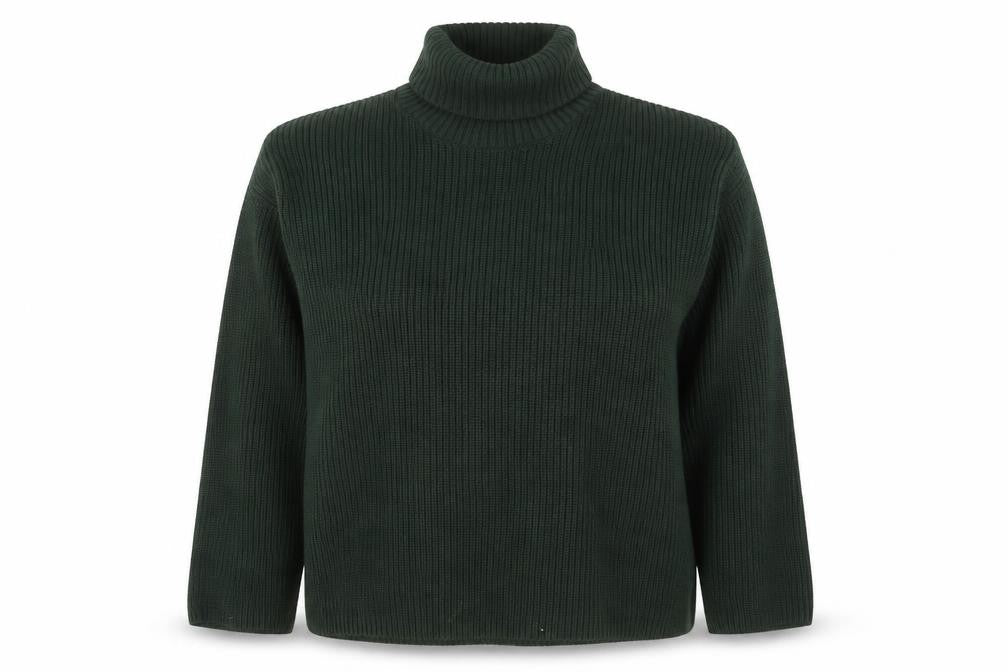 Monki Women’s Green Roll Neck Chunky Knit Relaxed Fit Jumper Size 12