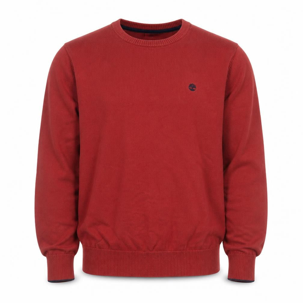 Timberland Men's Red Cotton Crew Neck Pullover Jumper M Regular Fit