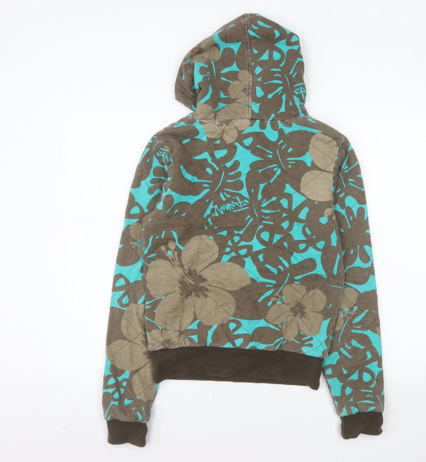 Animal Womens Brown Blue Floral Pullover Hoodie Size 10
