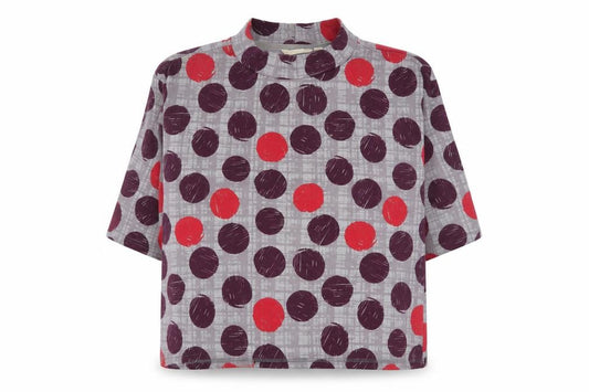 Lily & Me Women's Multicoloured Polka Dot Mock Neck T-Shirt Size 14