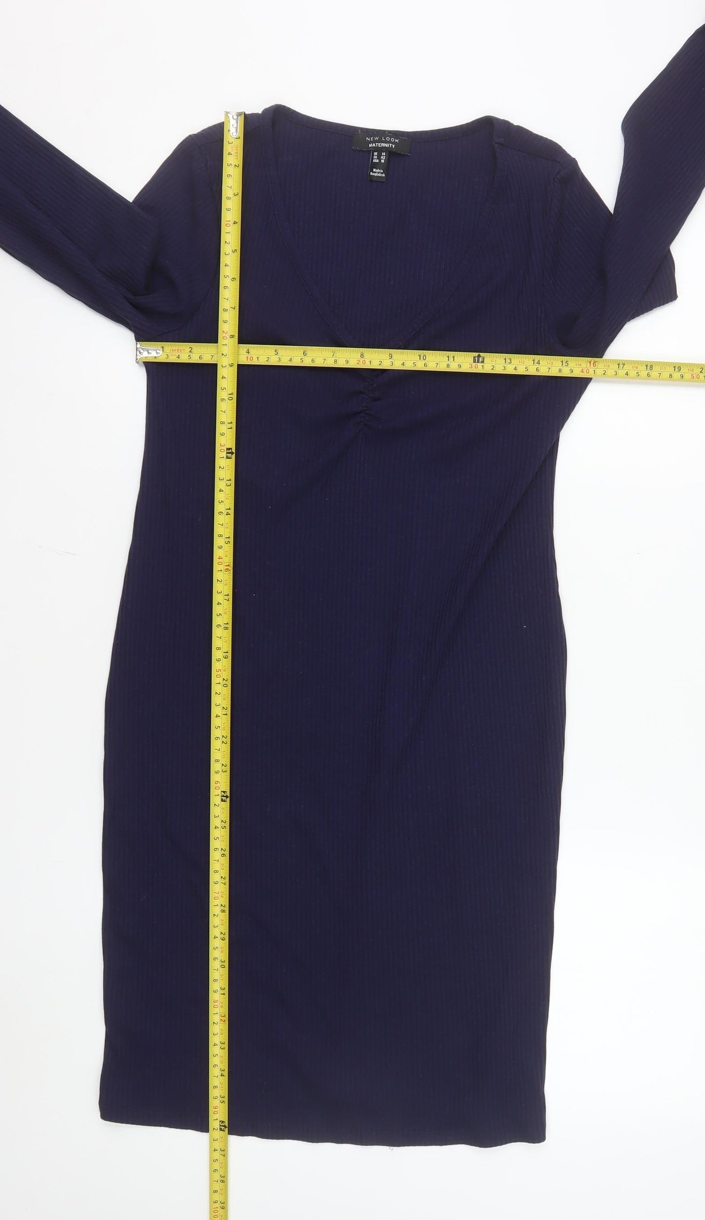 New Look Women Blue Maternity Size 14 Bodycon Long Sleeve Dress