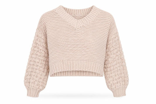 Forever 21 Women Beige Chunky-Knit V-Neck Jumper Size S