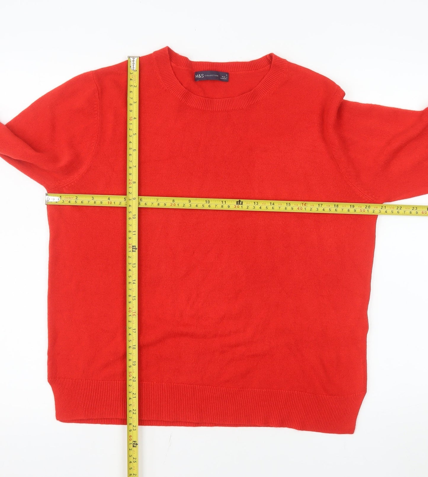 Marks and Spencer Women’s Red Crew Neck Acrylic Jumper Size 16
