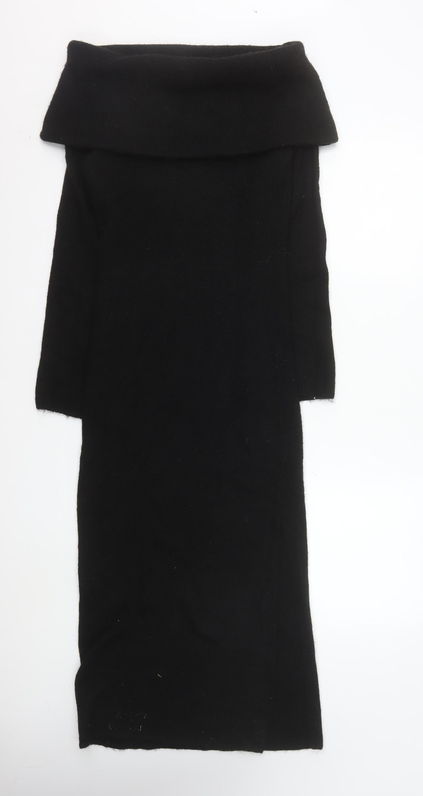 H&M Women’s Black Off Shoulder Knit Bodycon Midi Dress XS