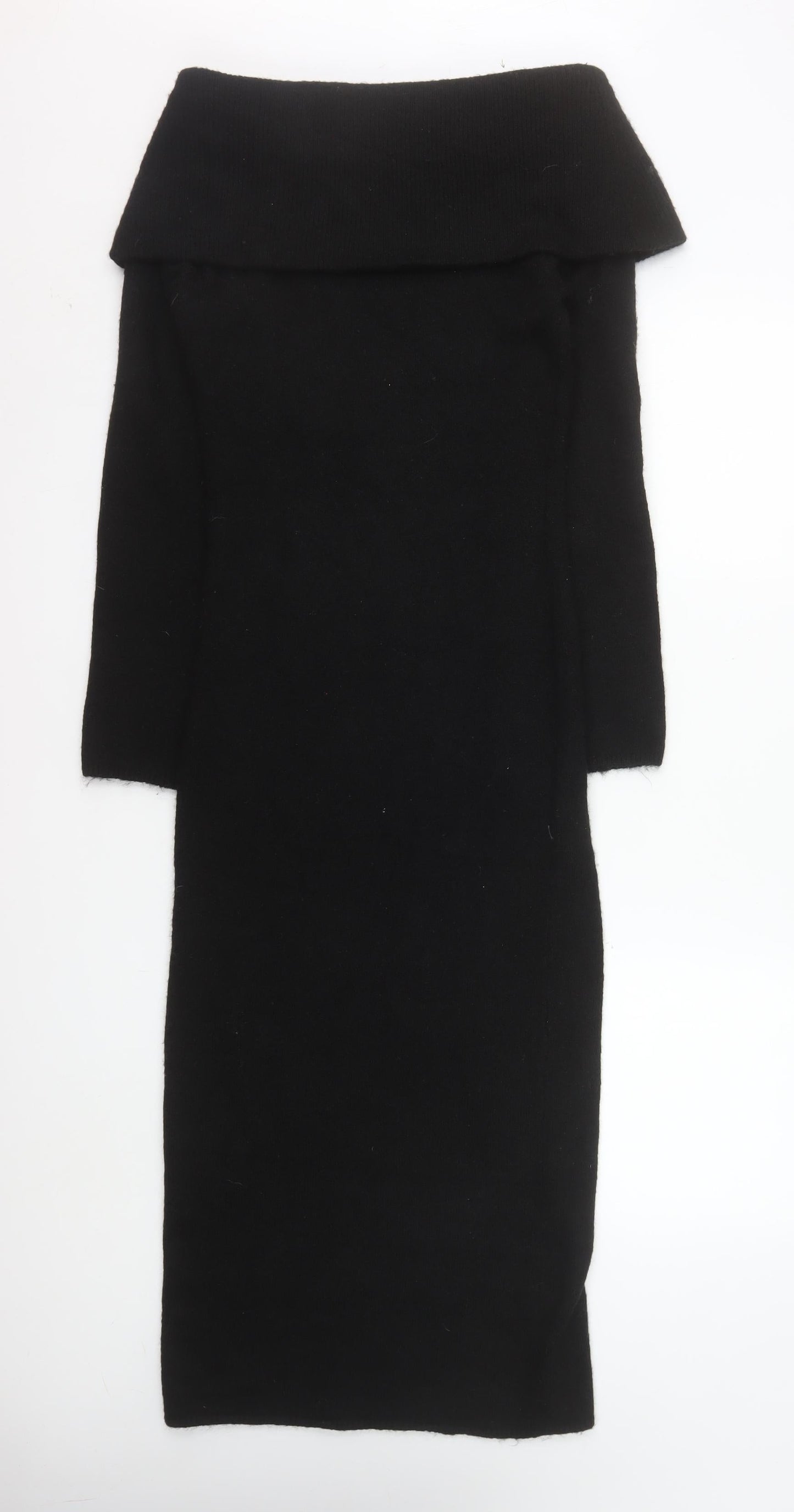 H&M Women’s Black Off Shoulder Knit Bodycon Midi Dress XS