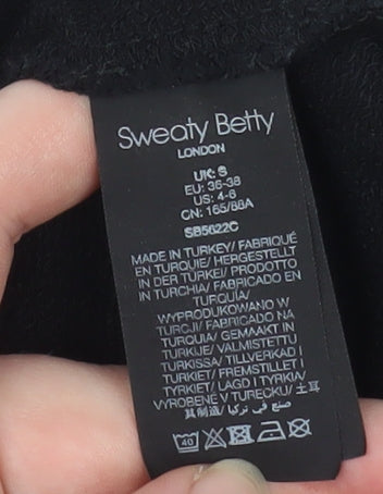 Sweaty Betty Women's Black Cropped Long Sleeve Jersey Top Size S