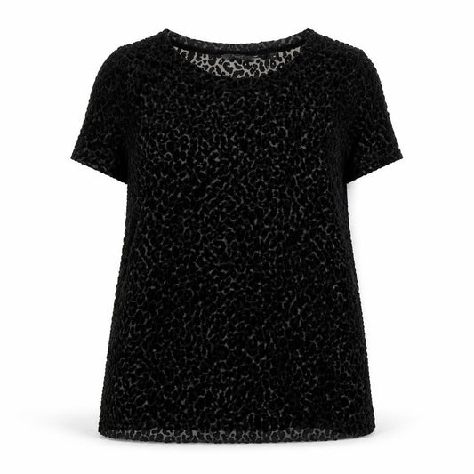 Next Womens Black Velvet Animal Print T-Shirt Size 16