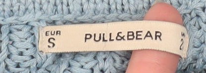 Pull&Bear Women's Blue Cable-Knit Acrylic Jumper Size S