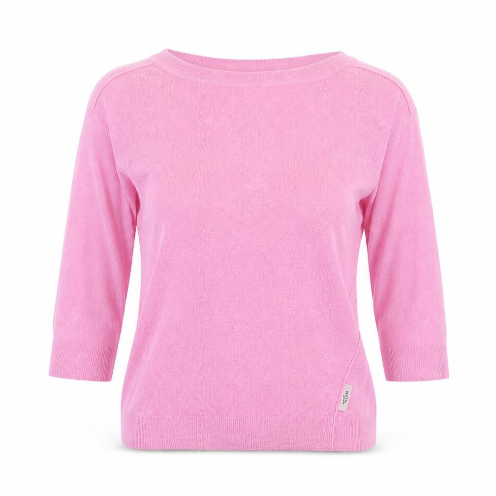 DKNY Jeans Women's Pink Linen Blend 3/4 Sleeve Basic Blouse XS