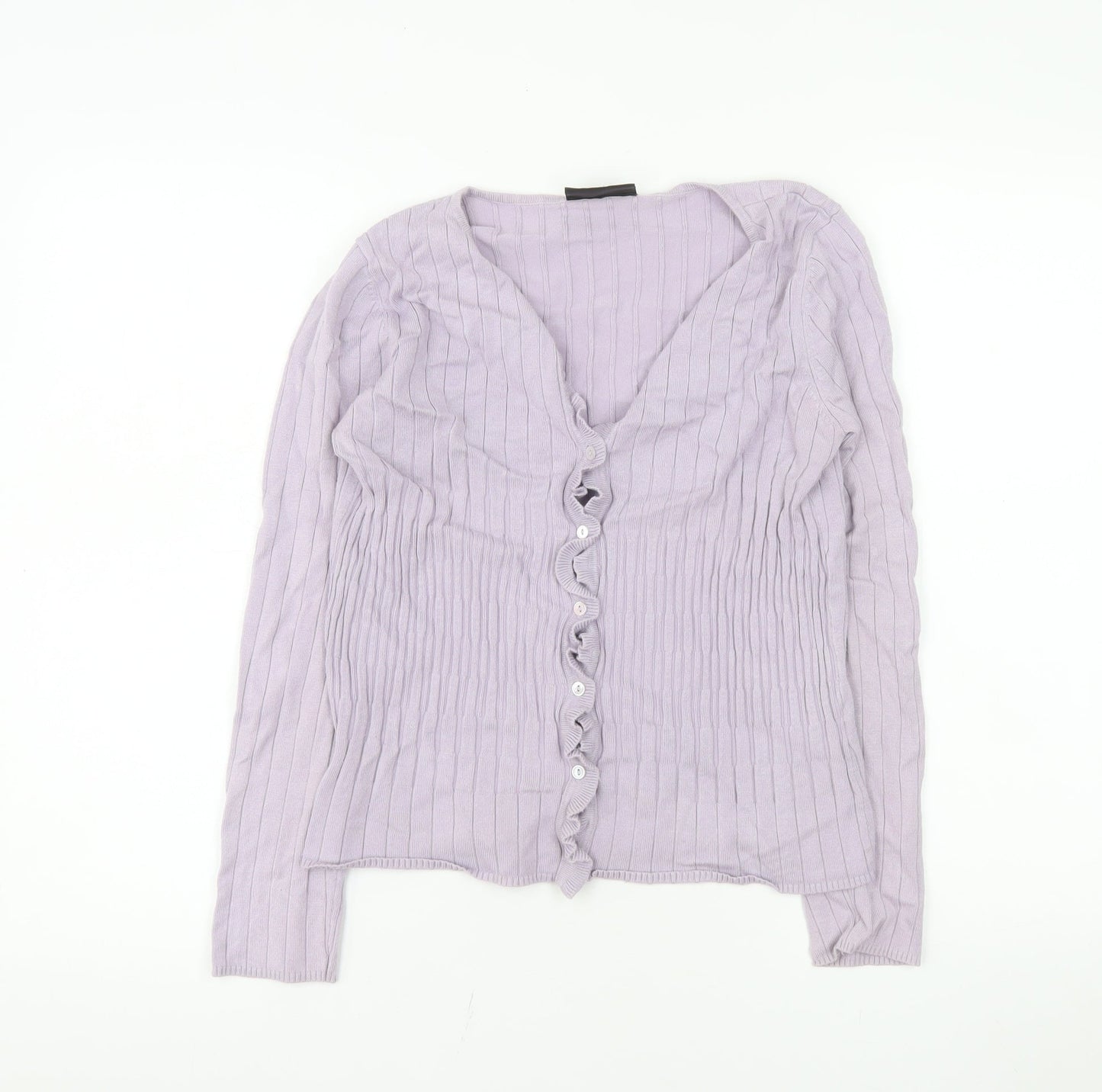 Principles Women Purple Long Sleeve Ruffle Knit Blouse Size 12