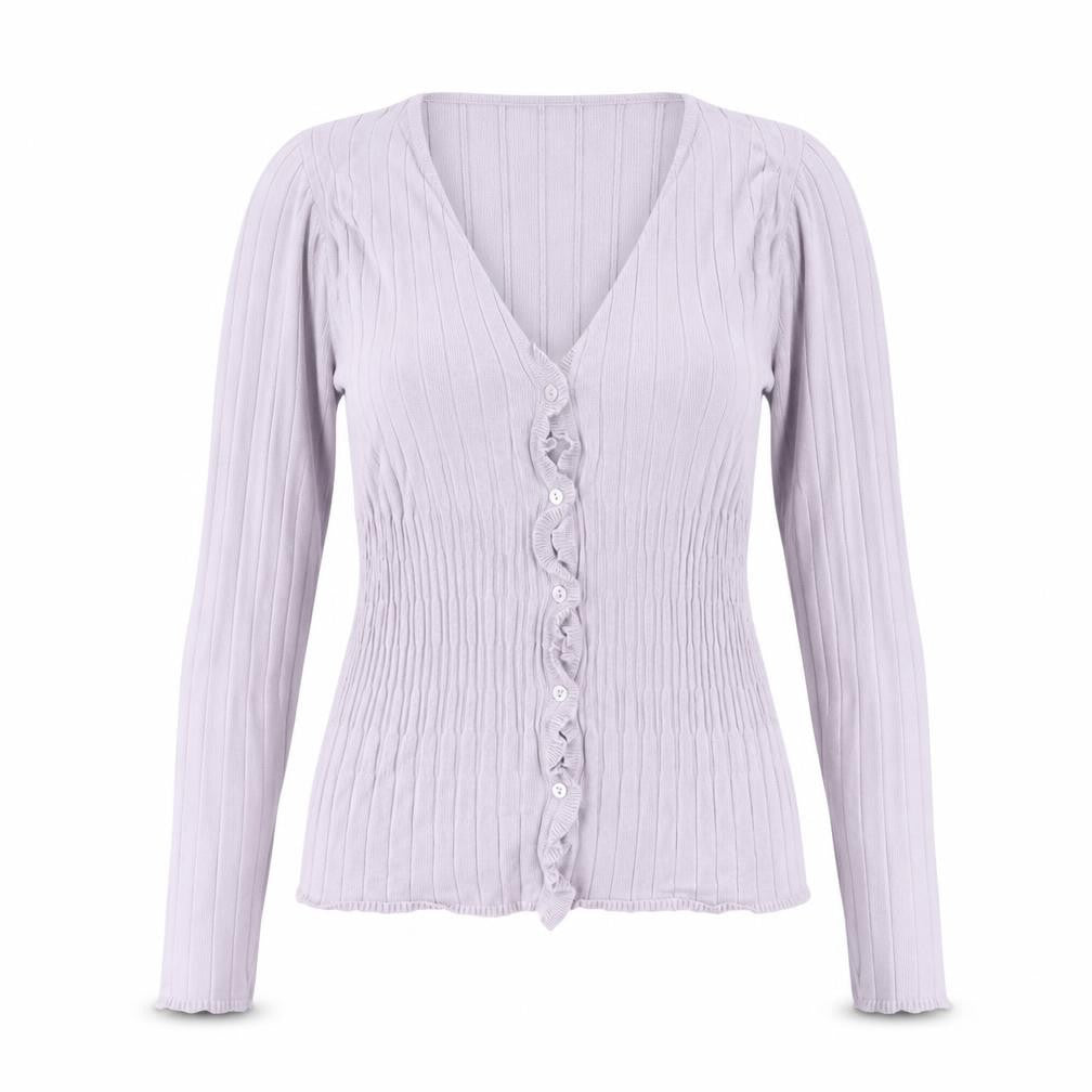 Principles Women Purple Long Sleeve Ruffle Knit Blouse Size 12