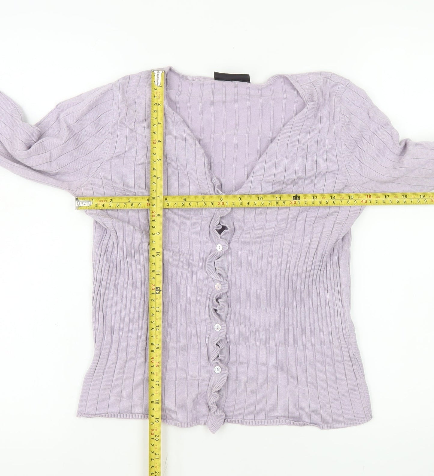 Principles Women Purple Long Sleeve Ruffle Knit Blouse Size 12