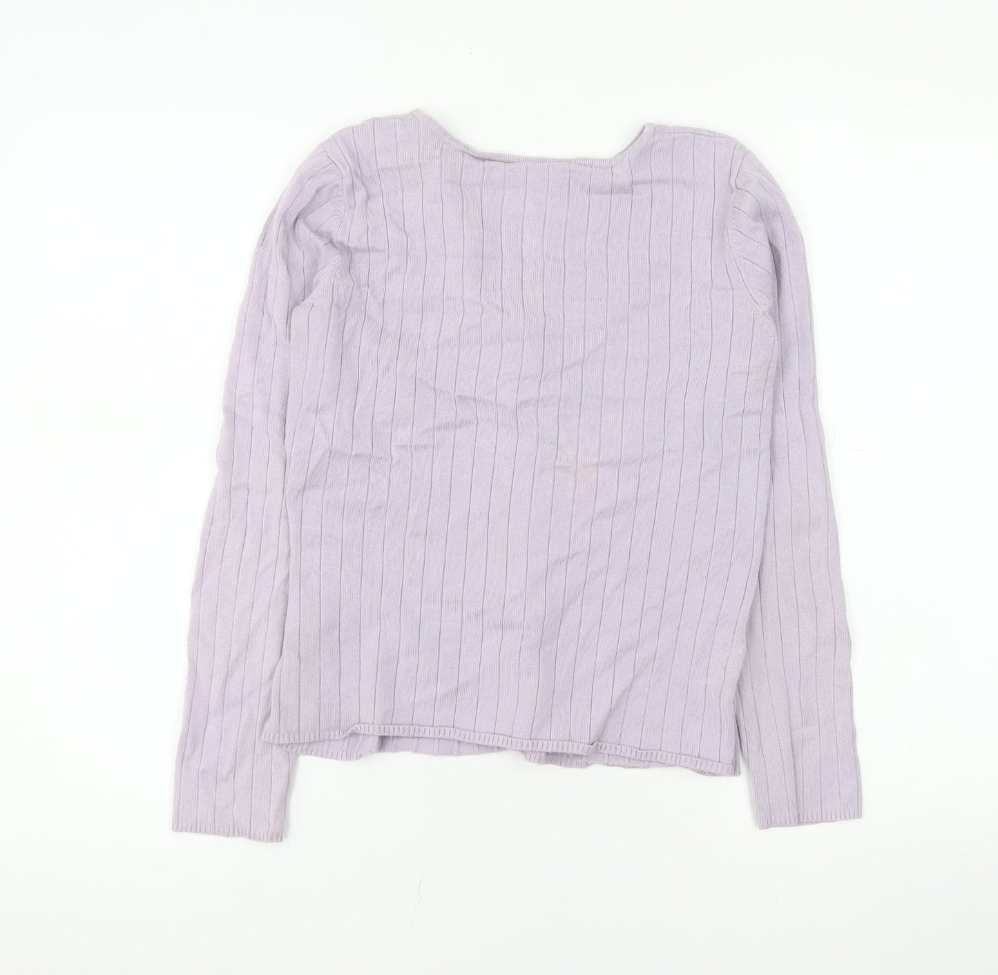 Principles Women Purple Long Sleeve Ruffle Knit Blouse Size 12