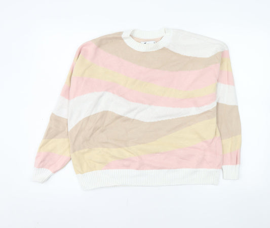 Hollister Women’s Multicoloured Crew Neck Knit Pullover Jumper Size S