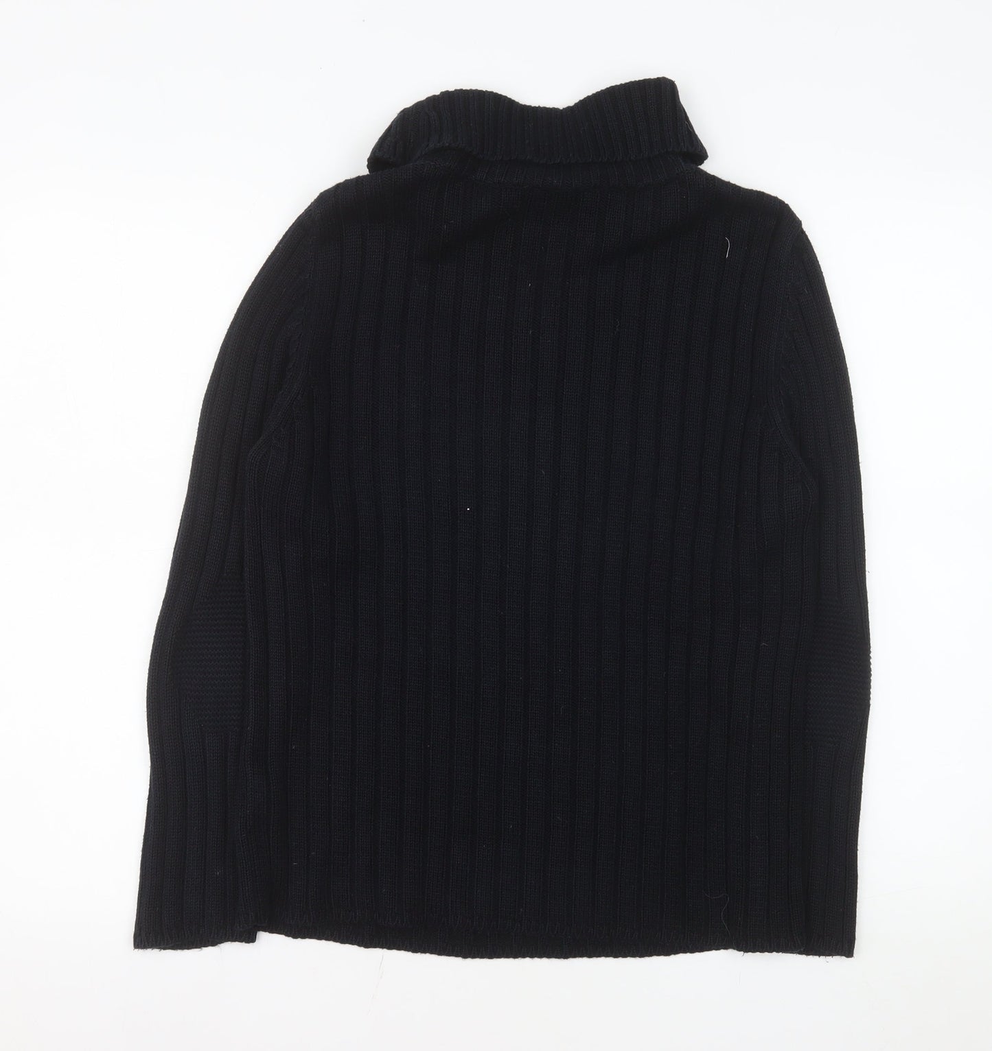 Olsen Women's Black Roll Neck Ribbed Knit Jumper Size 16