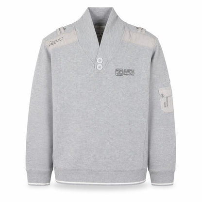 Front view of Lee Cooper Men's Grey Henley Sweatshirt Large