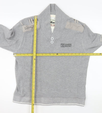 Back view of Lee Cooper Men's Grey Henley Sweatshirt Large