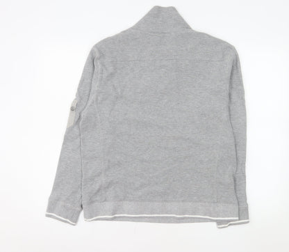 Close-up detail of Lee Cooper Men's Grey Henley Sweatshirt Large