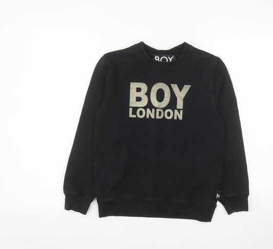 BOY London Boys Black Sweatshirt 11-12 Years Logo Print Crew Neck