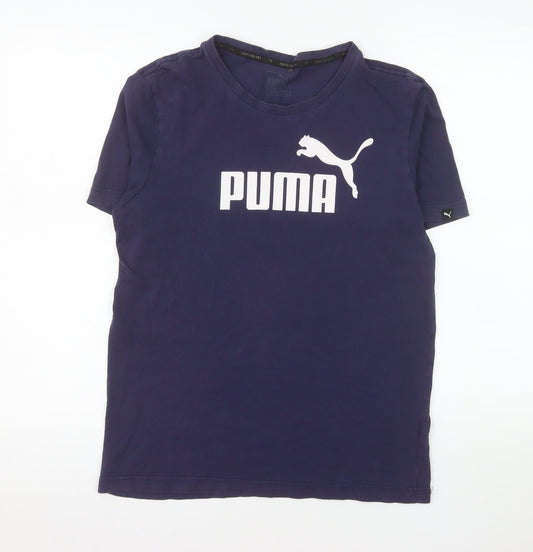 Puma Men's Navy Blue Cotton Crew Neck Short Sleeve T-Shirt M