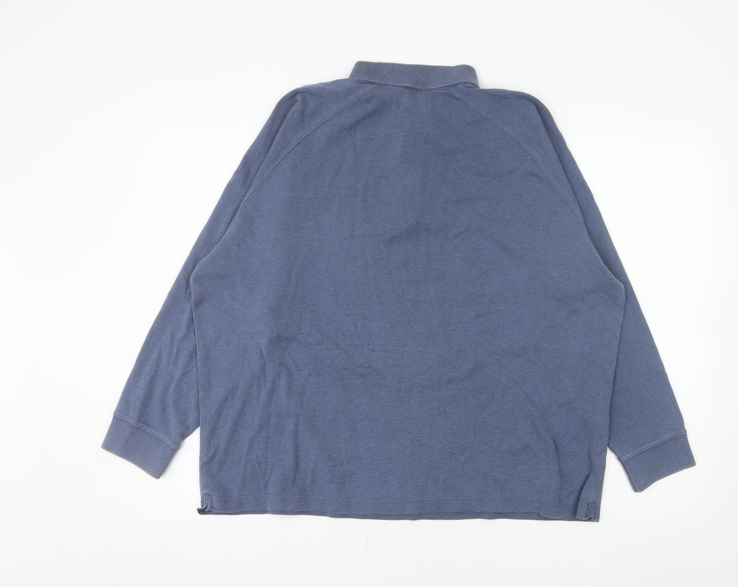 Marks and Spencer Men's Blue Long Sleeve Cotton Polo Shirt Size L