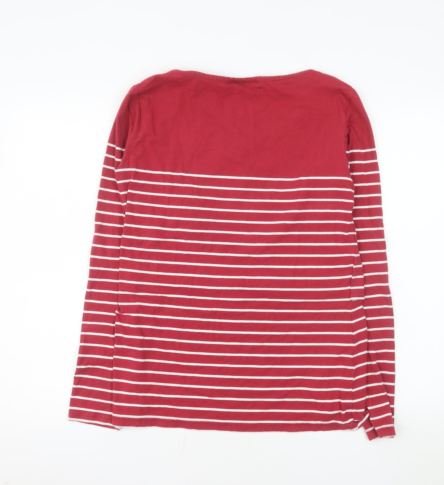 JoJo Maman Bébé Women's Red Striped Long Sleeve Jersey T-Shirt Size M