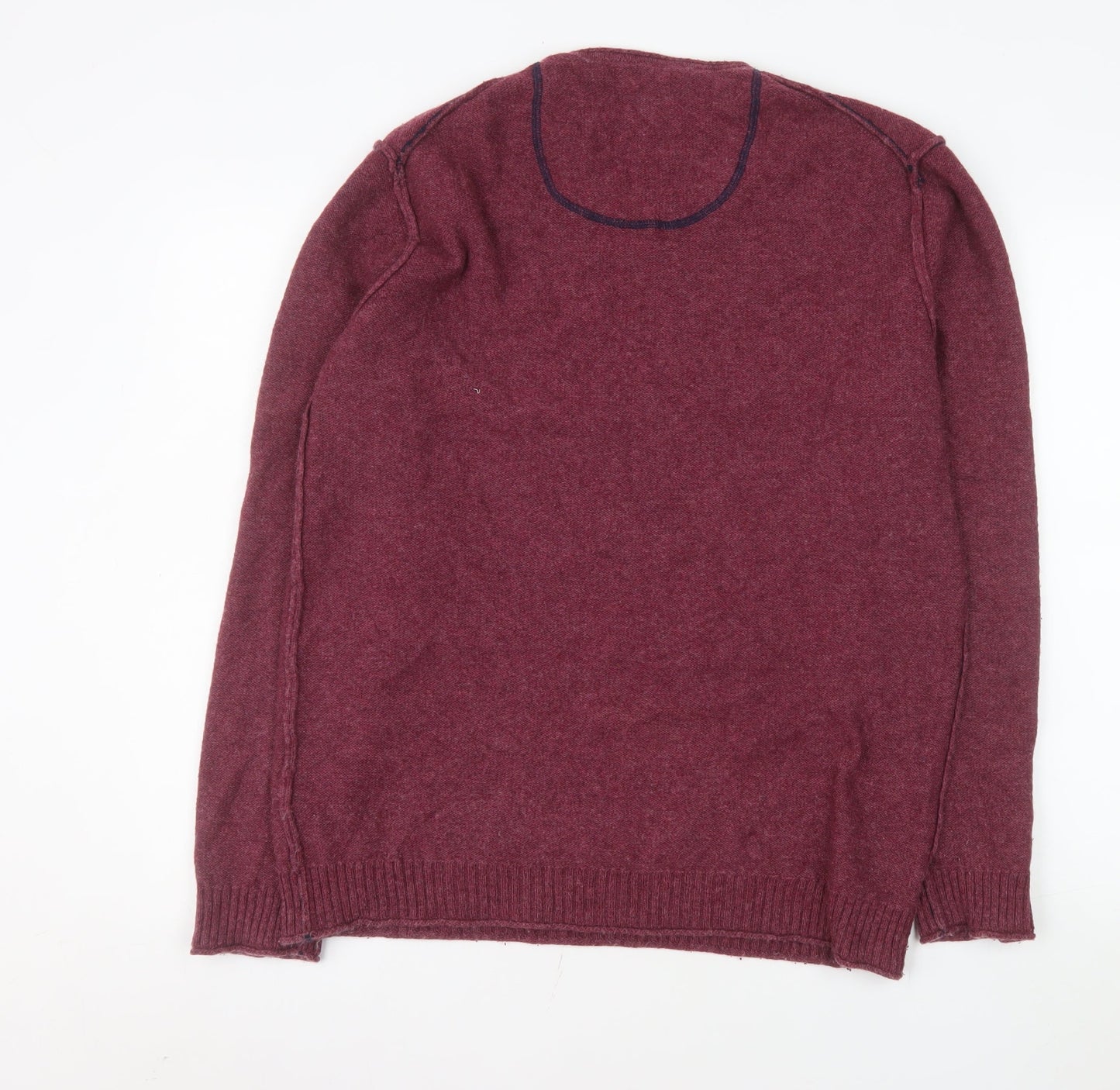 White Stuff Men's Red Wool V-Neck Pullover Sweater Size L