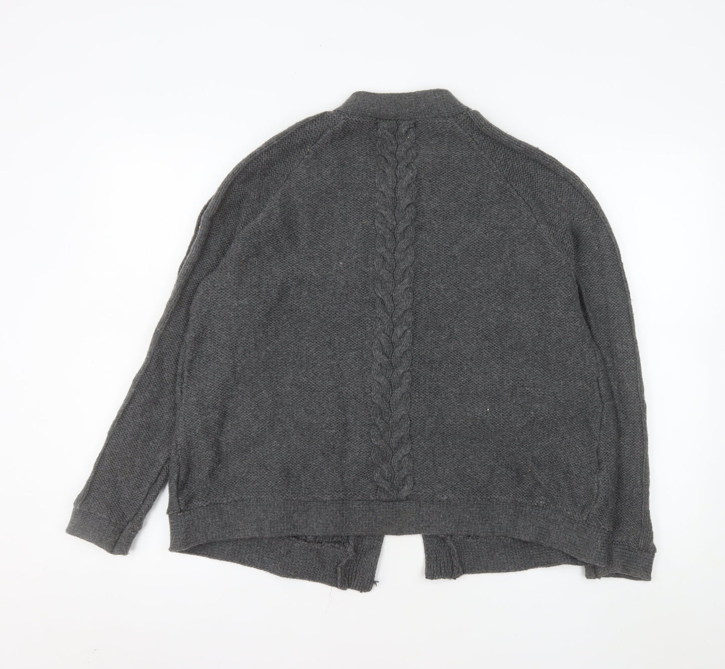 Laura Ashley Women's Grey Cable-Knit Wool Blend Cardigan UK 14