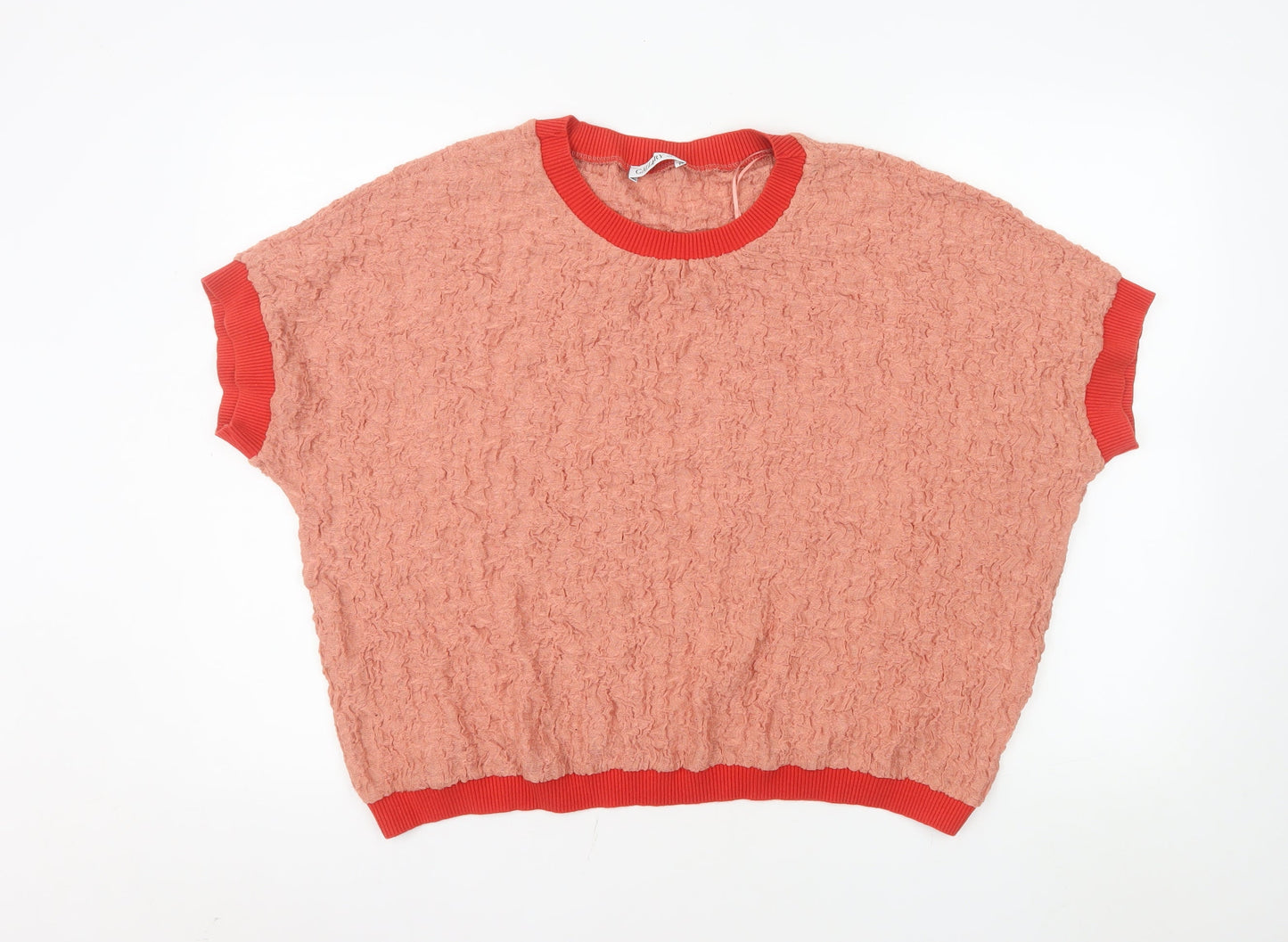 Gallery Women Coral Textured Pullover Sweatshirt XL Relaxed Fit