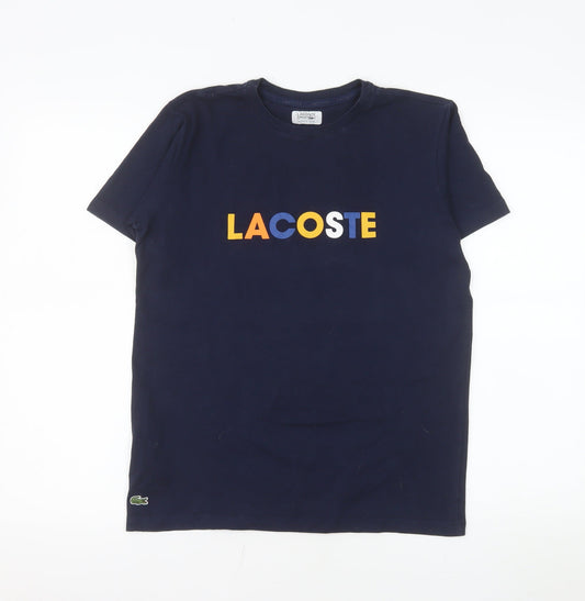 Lacoste Unisex Blue Cotton Blend Short Sleeve T-Shirt Size L
