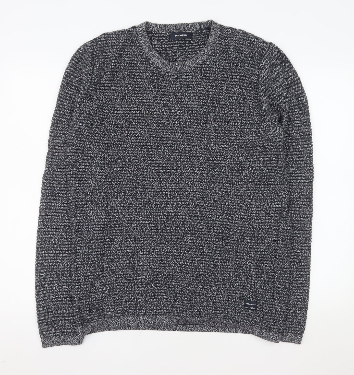 Jack & Jones Men's Grey Knit Cotton Pullover Sweatshirt L