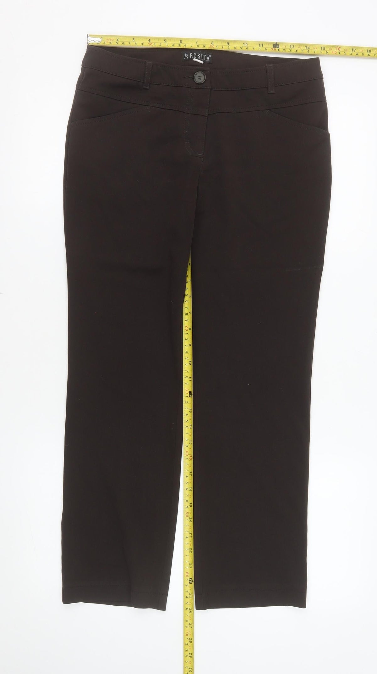 Rosita Women Black Stretch Straight Leg Trousers Size 8