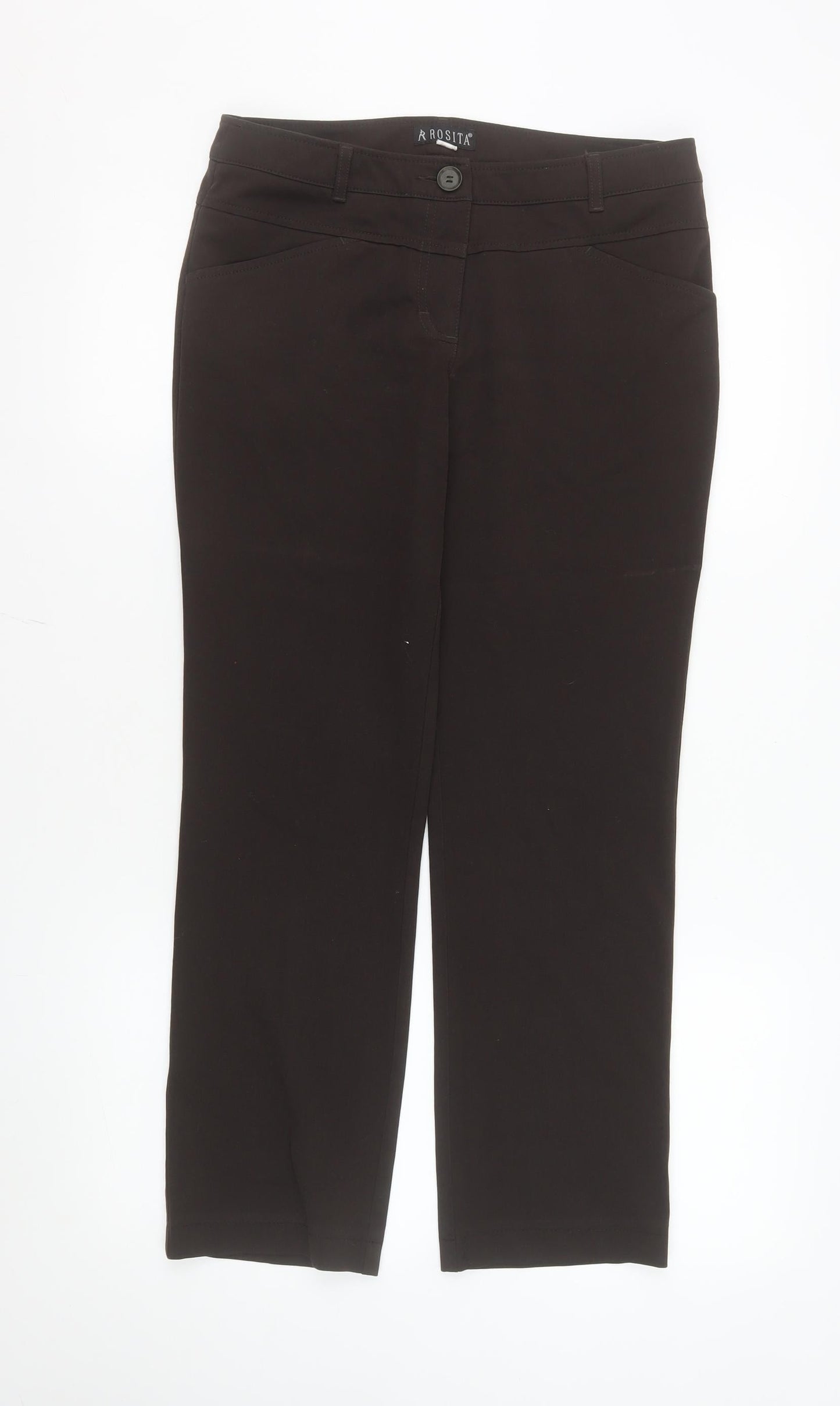 Rosita Women Black Stretch Straight Leg Trousers Size 8