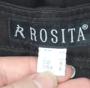 Rosita Women Black Stretch Straight Leg Trousers Size 8