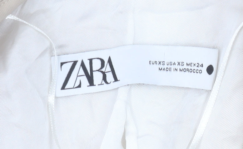 Zara Women Beige Single-Breasted Blazer XS Classic Workwear
