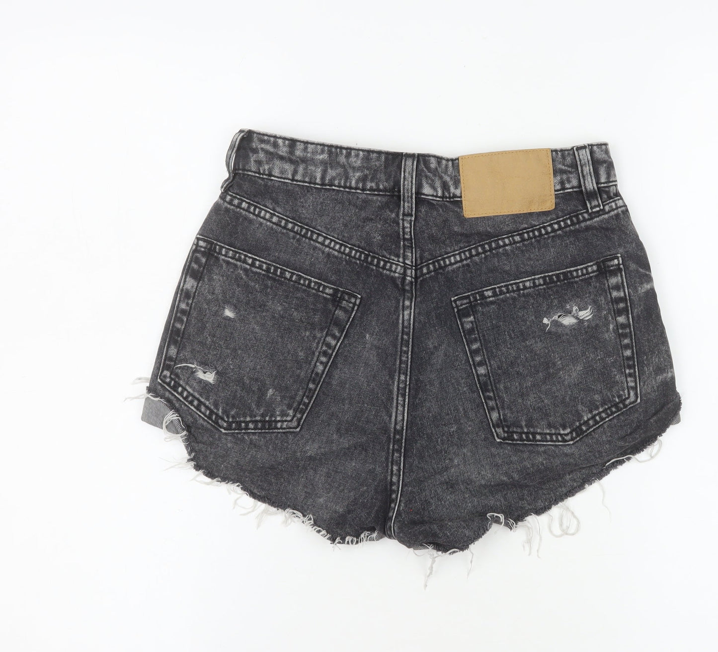 H&M Divided Womens Black Acid Wash Cut-Off Denim Shorts Size 8